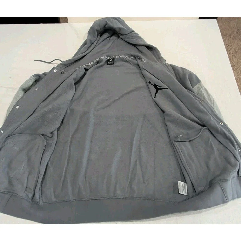 Jordan Jump Man Full Zip Hoodie Long Sleeve Pockets Logo Heavy Gray Adult XL